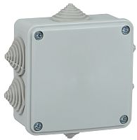 Коробка распаячная КМ для открытой проводки 100х100х45мм IP44 6 вводов (RAL 7035) | код UKO11-100-100-045-K41-44 | IEK